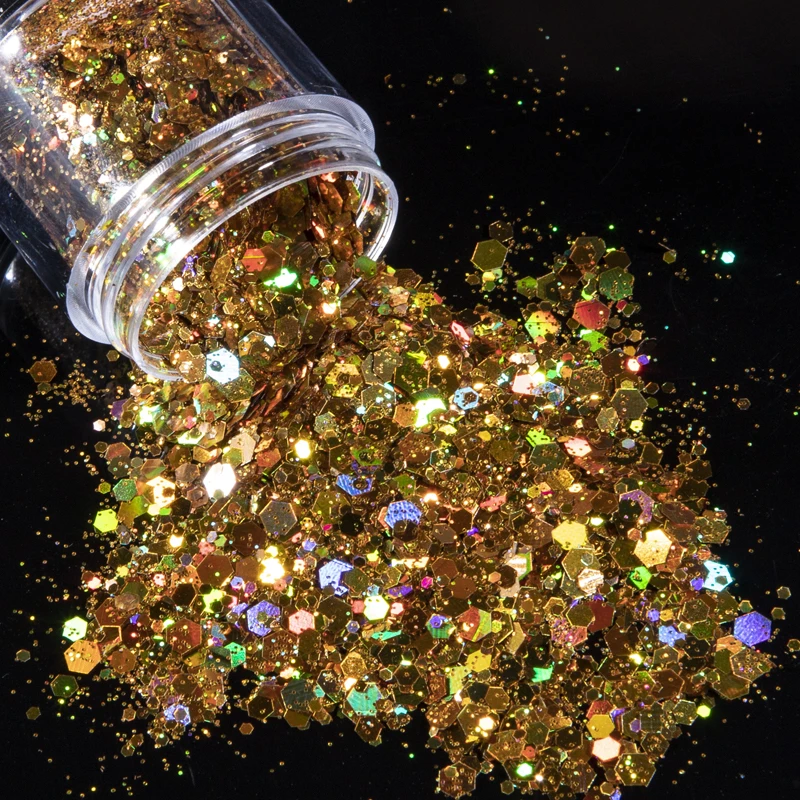 Блестящая пудра для ногтей серебро голографические золотые 1 коробка пигмент