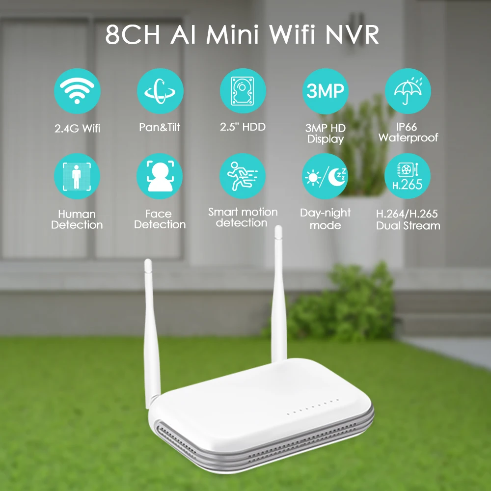 Новый Супер Мини Wi-Fi сетевой видеорегистратор 8CH 3MP 5MP H.265 беспроводной для