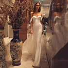 UZN элегантные атласные свадебные платья русалки с открытыми плечами, свадебные платья со съемным шлейфом, платье для невесты