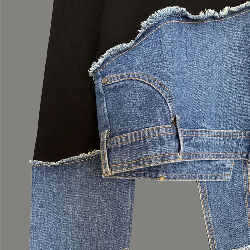 

XITAO Irregular Patchwork Sweatshirt Contrast Color Tide Pullover Fashion O-neck Collar Women 2021 Spring Autumn New Top DZL2802