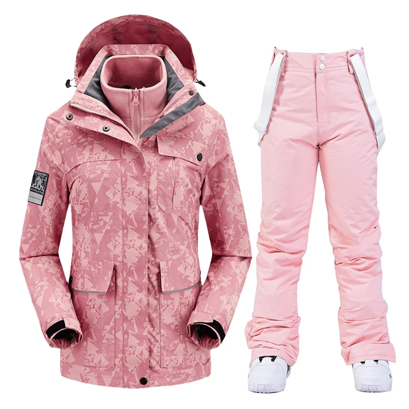 Лыжный костюм, женская зимняя одежда для катания на лыжах, сноуборде, плотные теплые водонепроницаемые лыжные куртки, уличная зимняя куртка...