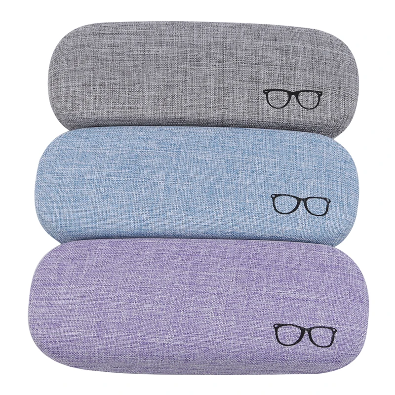 

Fashion Glasses Box Portable Glasses Eyewear Case Bags Protective Organizer Metal Linen Display Solid Color