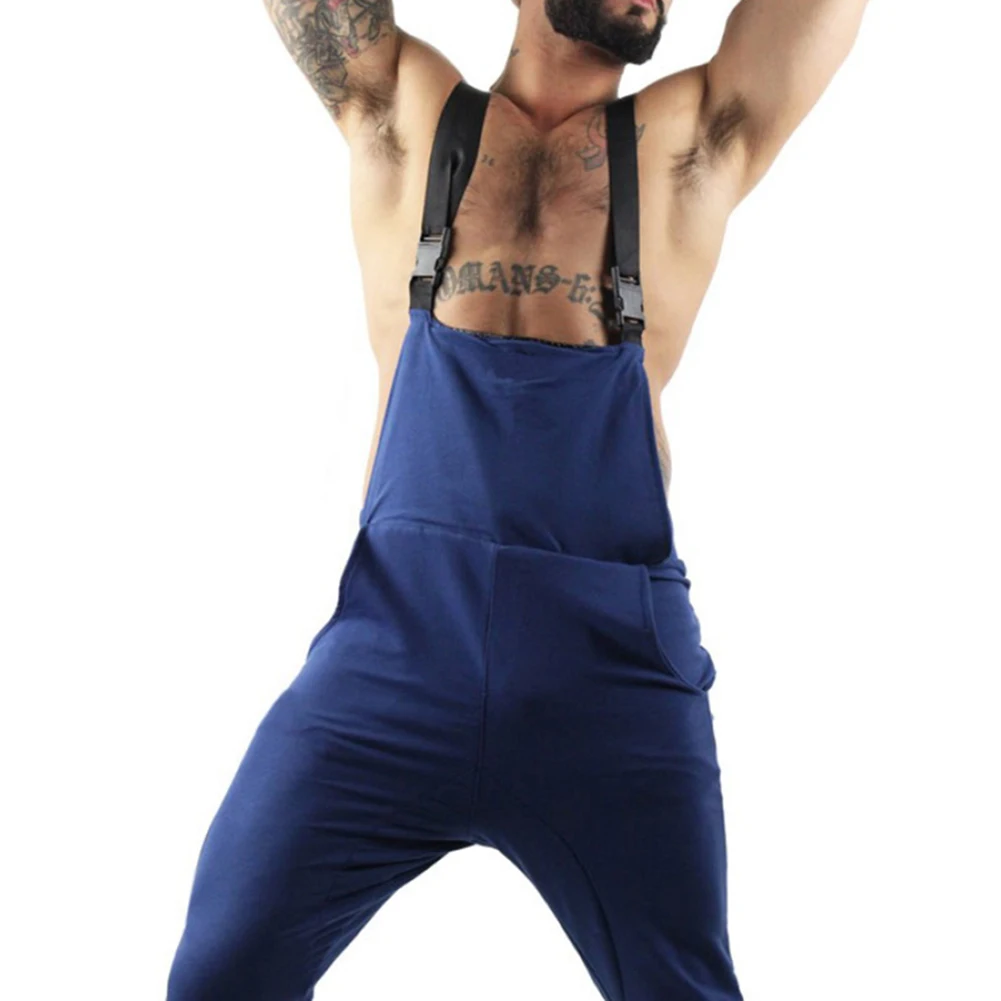 Комбинезон мужской с длинными брюками уличный Ромпер на подтяжках повседневный
