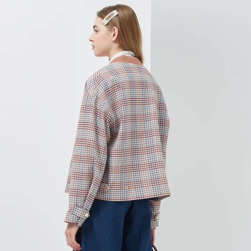 Женская куртка в клетку Metersbonwe теплая бейсбольная форма пальто с хлопковой