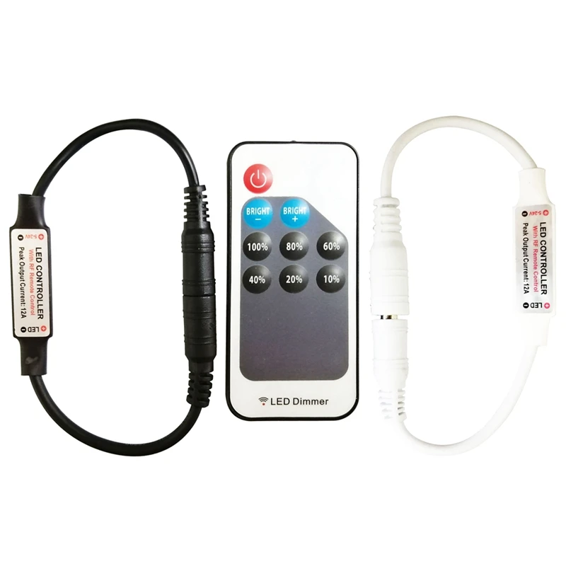 Mini DC 9keys LED Dimmer Controller With RF Remote Wireless For 5050 5730 3528 Single Color Strip Light DC5-24V White/Black | Лампы и