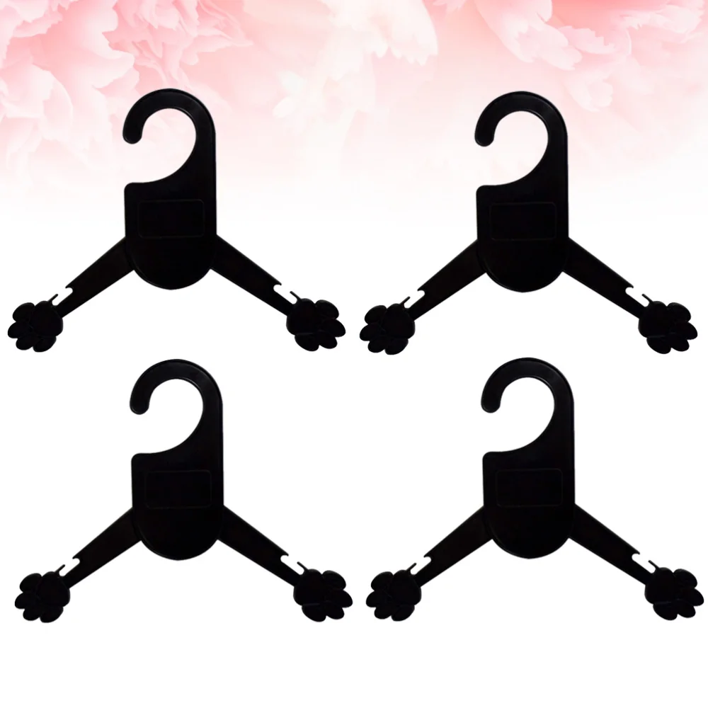 

10pcs Paw Shape Pets Acessories Portable Pet Dog Cat Clothes Hanger (Black) - Size S