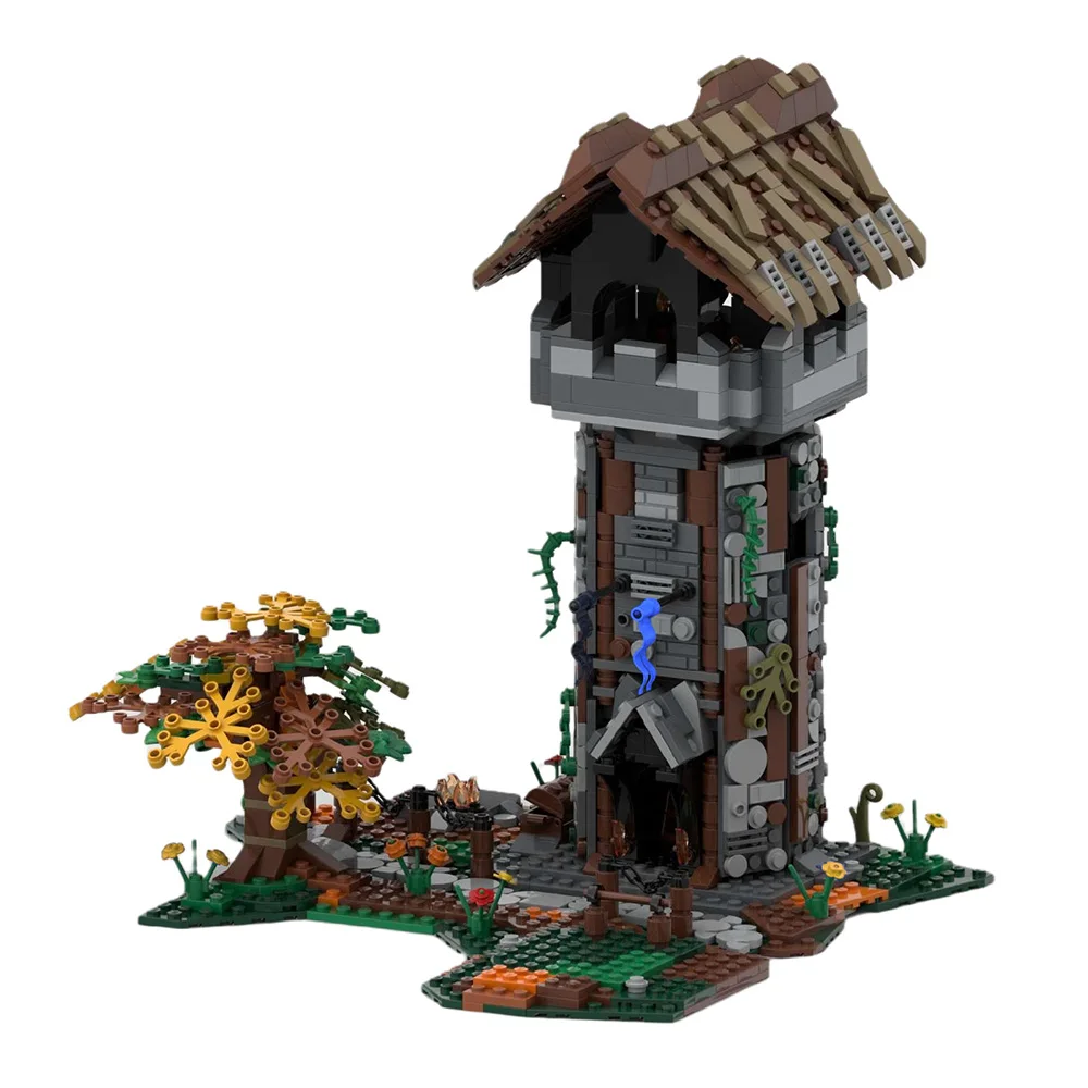 Medieval Cathedral Watchtower Three Winter Houses Hunter Planet Village Sorgan MOC Building Block Model Kids Toys Brick Gifts