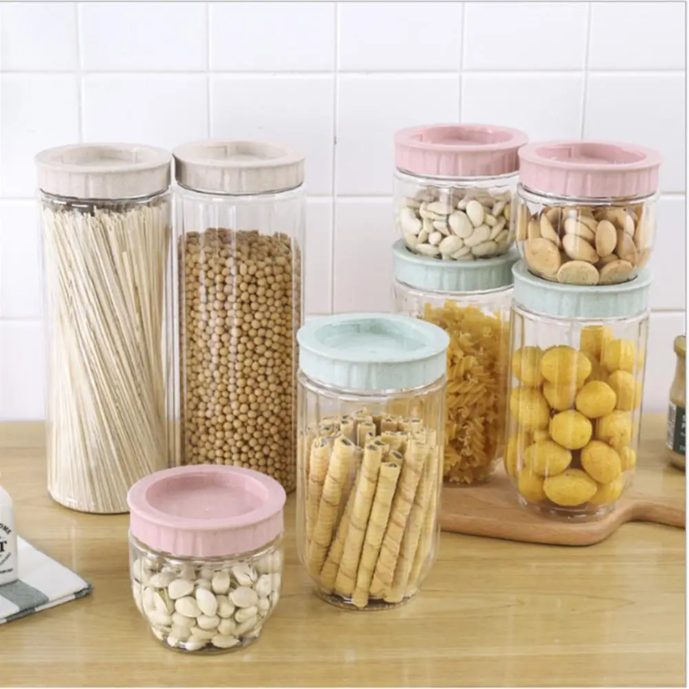 Transparent Sealed Jar Kitchen Grain Storage Plastic Bottle #4O | Дом и сад