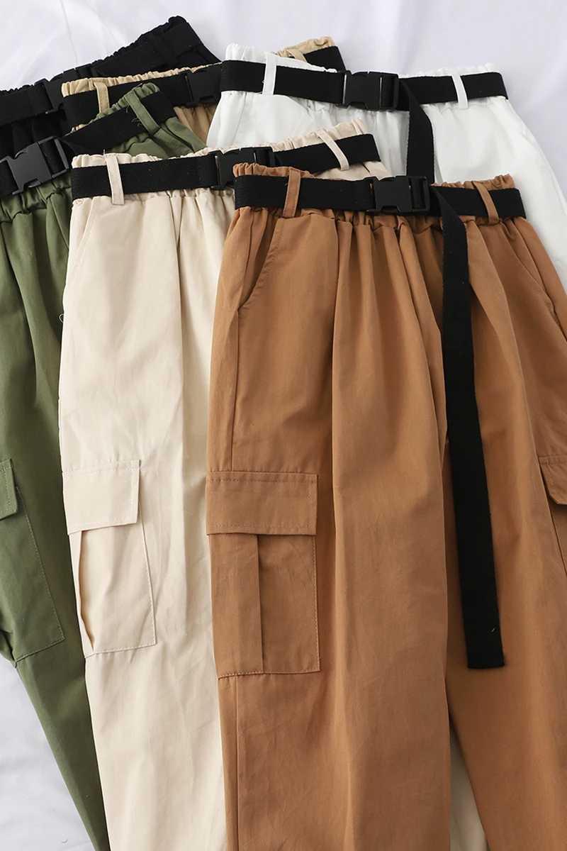 Брюки-карго женские с эластичным завышенным поясом на осень | Женская одежда