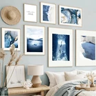 Синий океан, пейзаж, белый песок, камень, близнец, пляж, плакаты и принты, настенные картины для декора гостиной