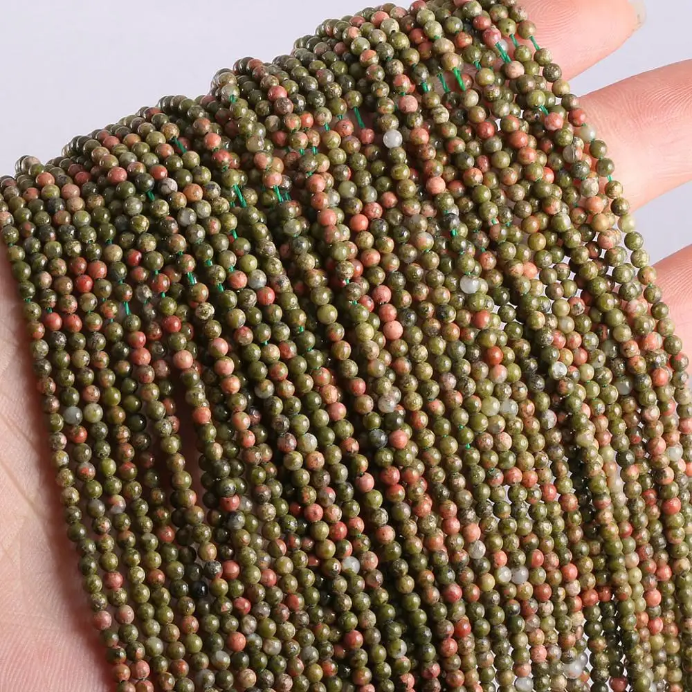 

Natural Stone Punch Loose Beads Unakite Beads for Charms Jewelry Accessories Making Female Craft Bracelet Necklace