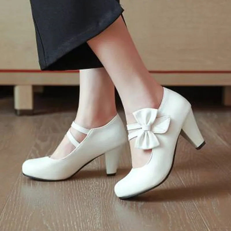 Женские свадебные туфли Мэри Джейн лодочки на платформе и высоком каблуке