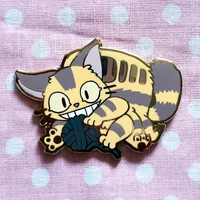cute catbus hard enamel pin funny totoros play ball of yarn medal brooch accessories cartoon anime movie fans gift