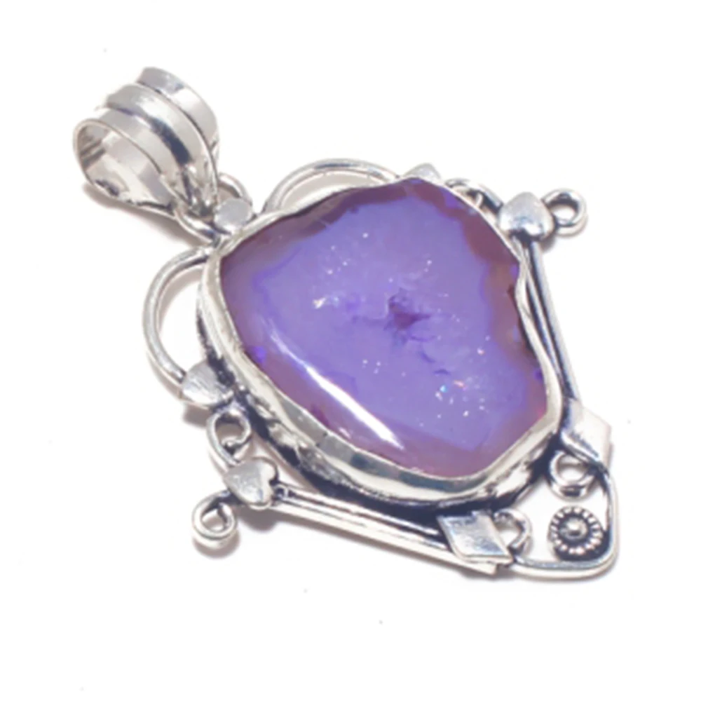 Подлинная Солнечная Подвеска из агата серебряное покрытие над медью ручная