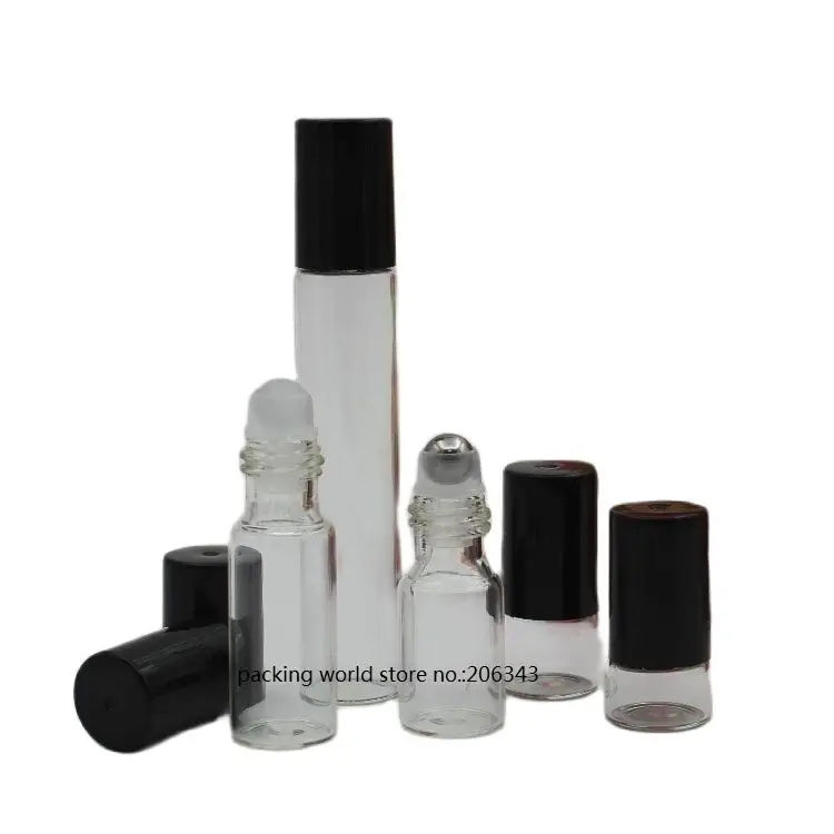 

1ML 2ML 3ML clear glass bottle with glass/steel ball for eye cream/serum,perfume,essential oil,lip gloss/honey cosmetic packing