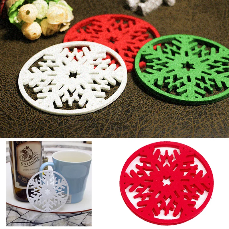 Christmas Snow Coasters Snowflake Place Mats Coffee Wine Cup Pad Tea Craft Xmas | Дом и сад