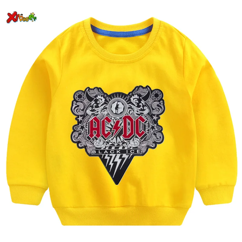 kids sweatshirts toddler boys sweatshirts autumn ACDC Kids fashion Sweatshirt white baby girl Cotton Pullover cute long sleeves - Цвет: sweatshirt yellow