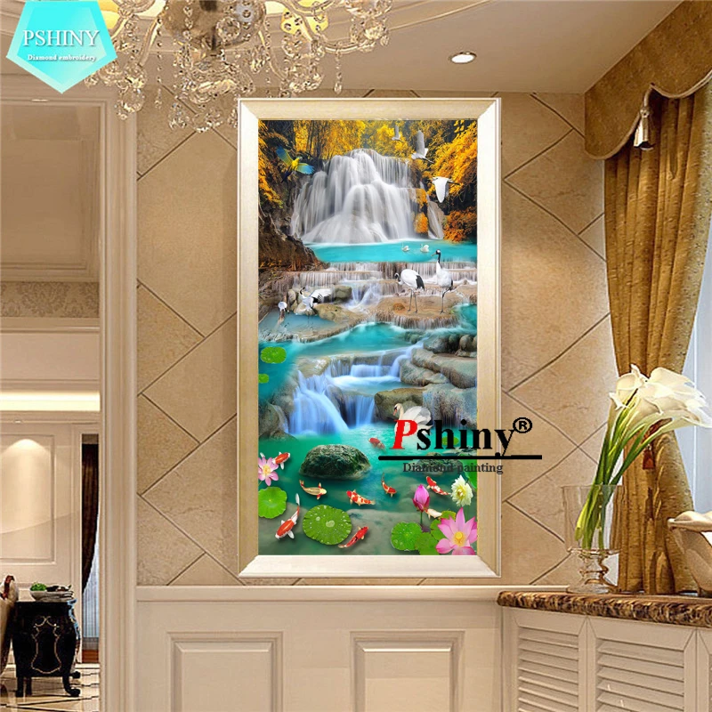 PSHINY DIY 5D алмазная вышивка распродажа картины с изображением водопада из
