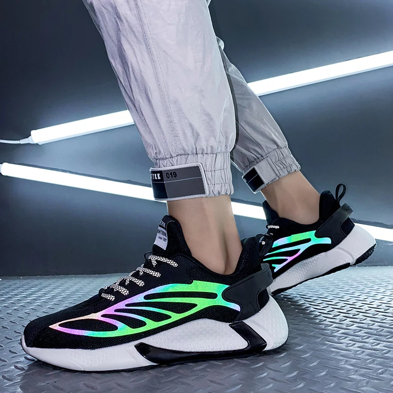 

Popcorn flying woven mesh shoes large size reflective old shoes LT36-2 2021