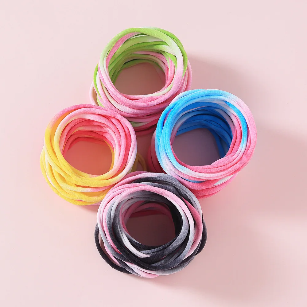 

20PCS Gradient Colorful Headband Soft Seamless Nylon Headbands DIY Accessories Elastic Nylon Thin Hair Band Hair Ropes Wholesale