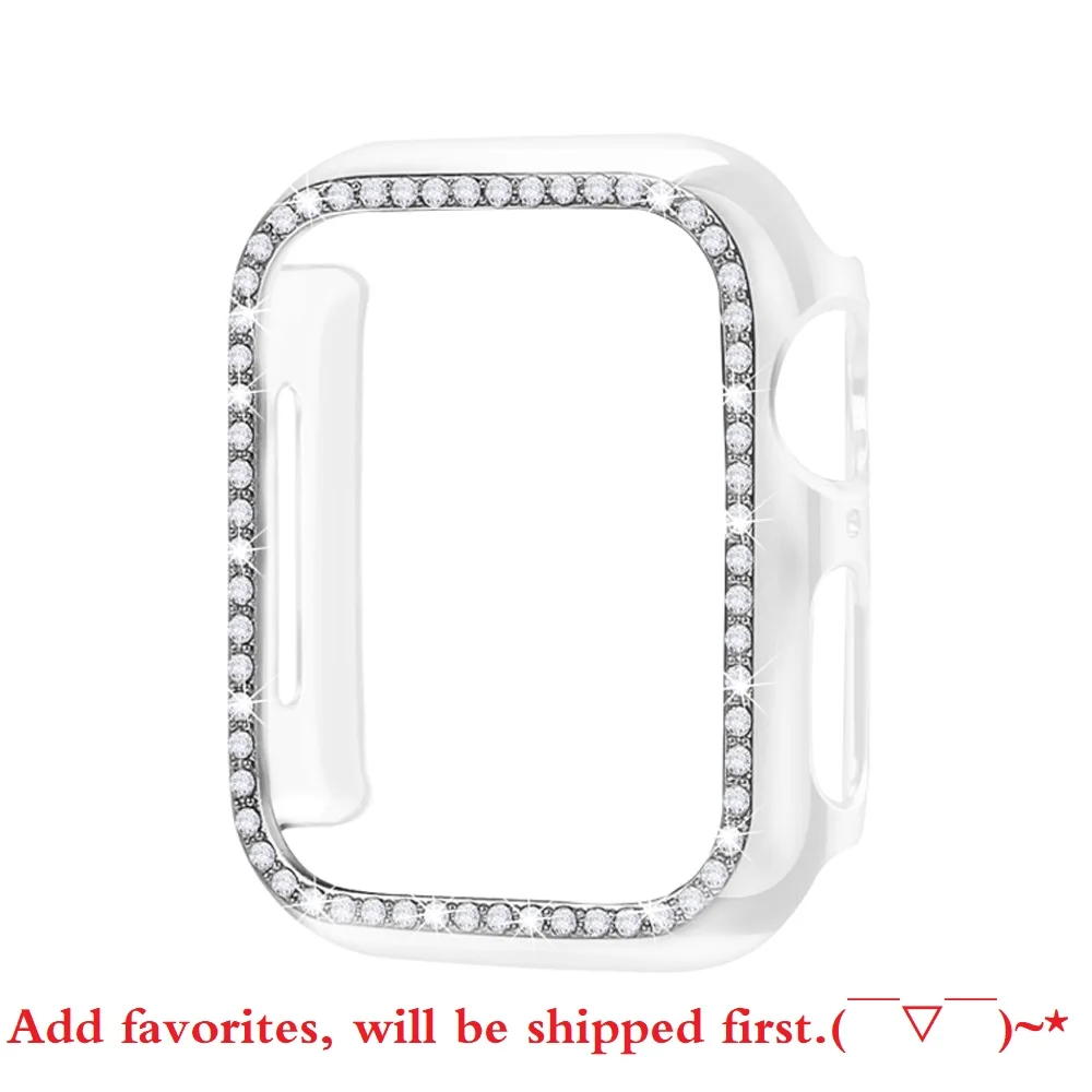 Transparent Чехол-бампер с алмазами защитный чехол для Apple Watch Cover Series 5 4 3 2 1 38 мм 42 мм чехол s для Iwatch 5 4 40 мм 44 мм аксессуары для часов - Цвет: Transparent