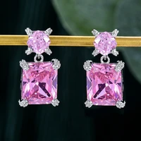 fashion trendy summer beach shimmering cute square drop earrings high quality cz for women girl daily romantic earring jewelry