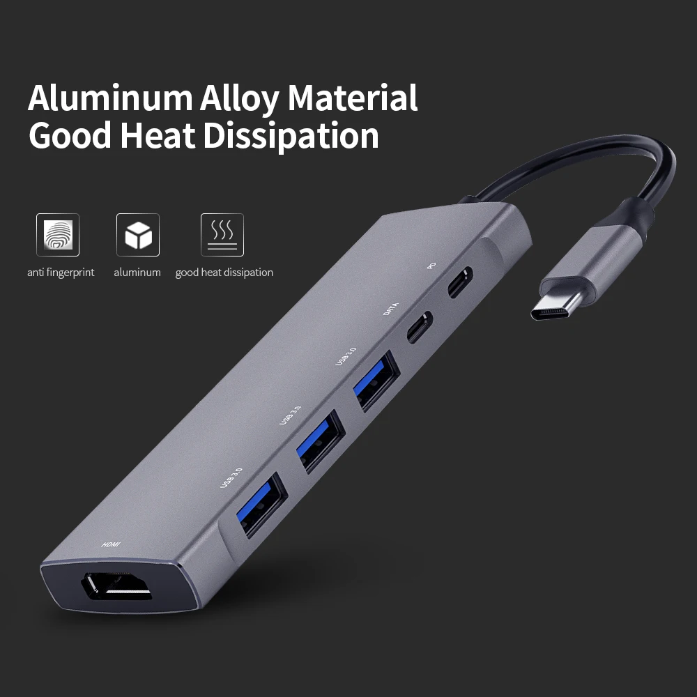 Многофункциональный концентратор 9-в-1 с разъемом типа C на 4K HD PD для