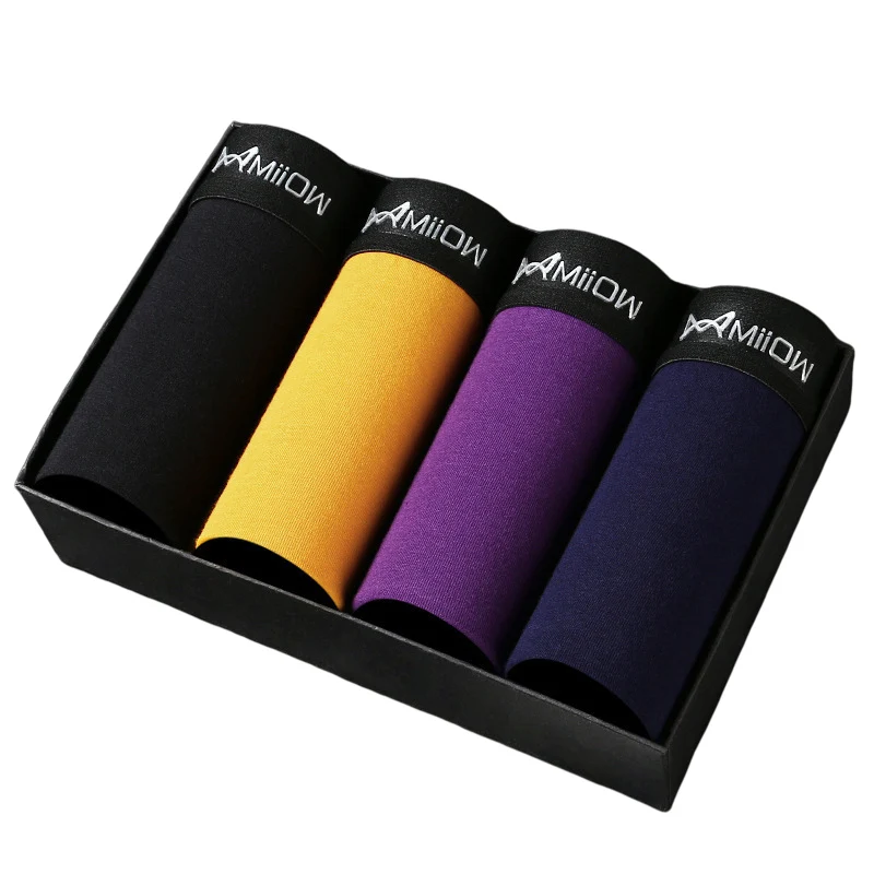 

2021 Men's Panties Cotton Underwear Solid Underwear Men Plain Boxershorts Men Brand Male Underpants Short Homme 4PCS