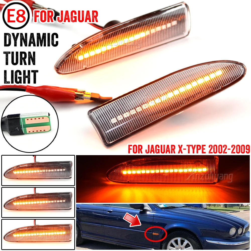 

2PCS Dynamic LED Side Marker Light For Jaguar X-TYPE 2002 2003 2004 2005 2006-2009 Arrow Turn Signal Blinker Indicator Lamp