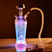 acrylic hookah shisha pipe cup set with hose led light stainless steel bowl charcoal holder chicha narguile smoking accessories