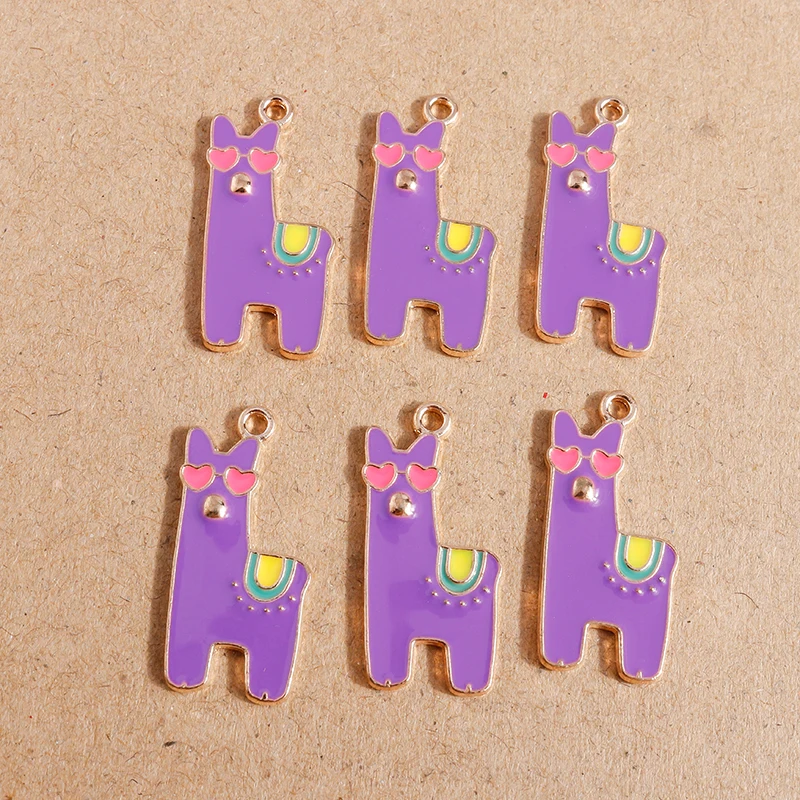 

10pcs 13*28mm Cartoon Animal Charms Enamel Alpaca Charms Pendants for Jewelry Making DIY Necklaces Earrings Crafts Accessories