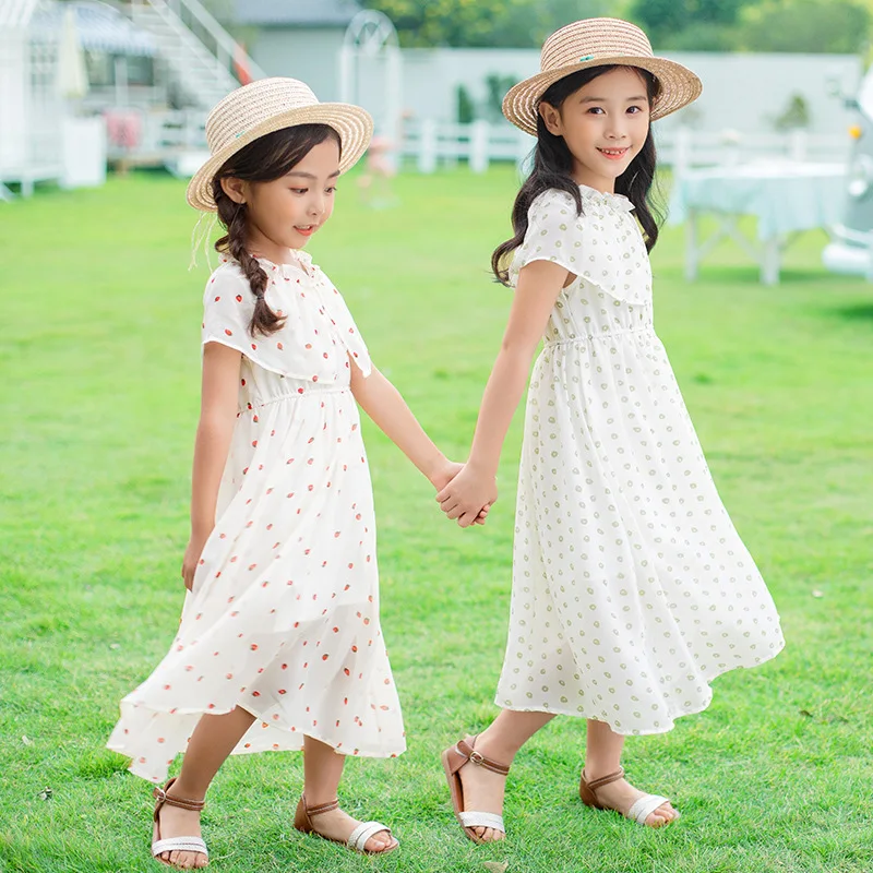 Шифоновые платья для девочек летний детский костюм принцессы детское платье с
