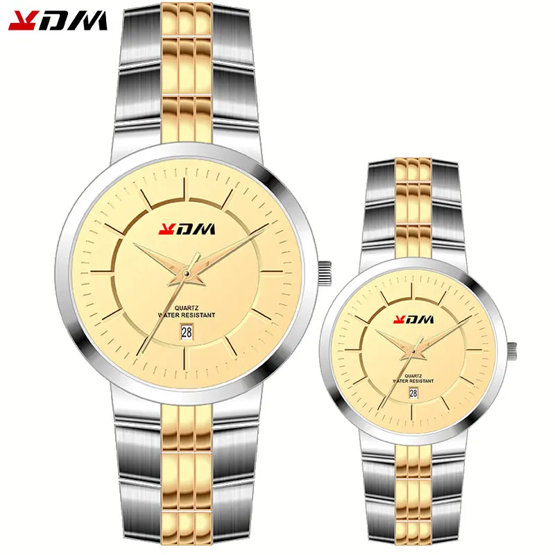 KDM пара часов мужские и женские полностью Стальные кварцевые элегантные модные