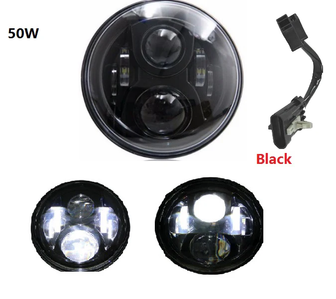 50W headlight black Круглый 7 ''мотоцикл черный проектор Moto светодиодный светильник лампа головной светильник для Harley Sportster Touring Street Glide Softail FLHXF Trike - Цвет: 50W headlight black