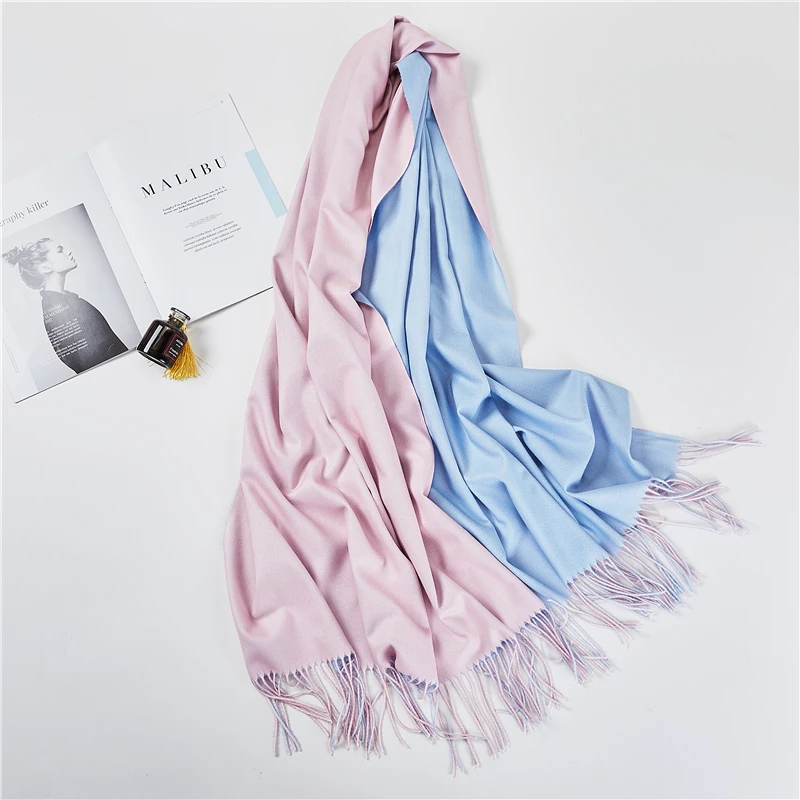 

2019 new winter men scarf fashion solid double-side soft cashmere scarves shawl and wraps bandana female foulard Tassel