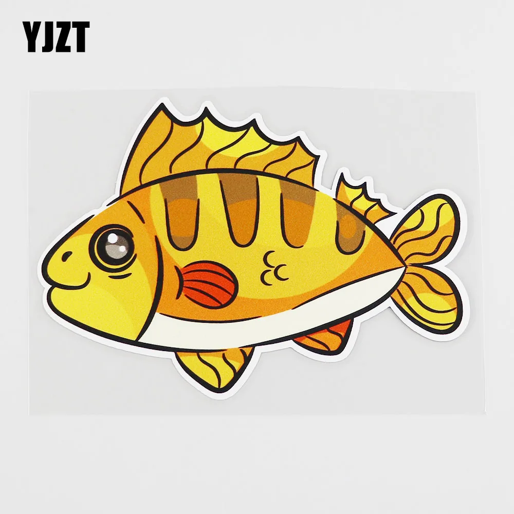 

YJZT 14.2CMX10CM прекрасный мультфильм рыба автомобиль стикер животный дизайн ПВХ наклейка 6A-0214