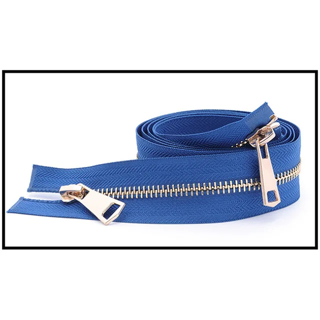 GoldBlue Meetee 120 см 5# двойной слайдер застежки-молнии для шитья открытая металлическая молния Gunblack зубы куртка молния DIY 13 цветов A3-9 - Цвет: GoldBlue