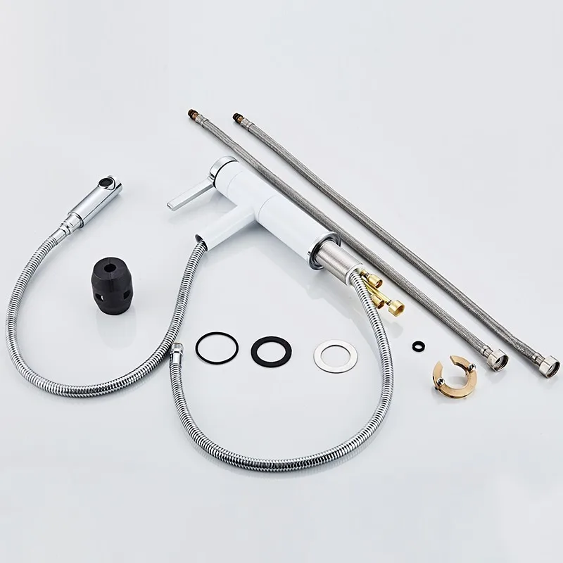 Выдвижные смесители для раковины черный латунный Смеситель в ванной комнате