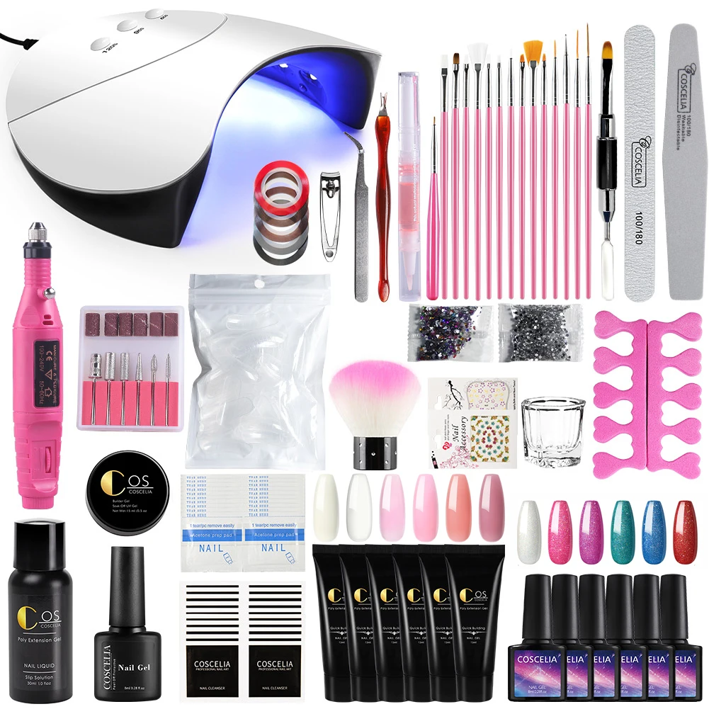 

COSCELIA Poly Extensions Gel&Colorful Nail Polish Set With 36W Lamp For Manicure Kit Soak Off UV Gel Dryer Tools For Nail Art