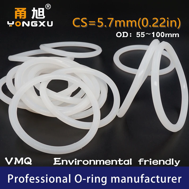 Белое Силиконовое уплотнительное кольцо/VMQ cs5.7мм OD55/60/65/70/75/80/85/95/100*5 7 мм кольцевое