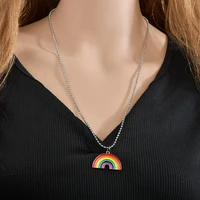 trend rainbow cloud shape chain presentsnecklace for women stainless steel necklaces statement rainbow cloud necklace se200039