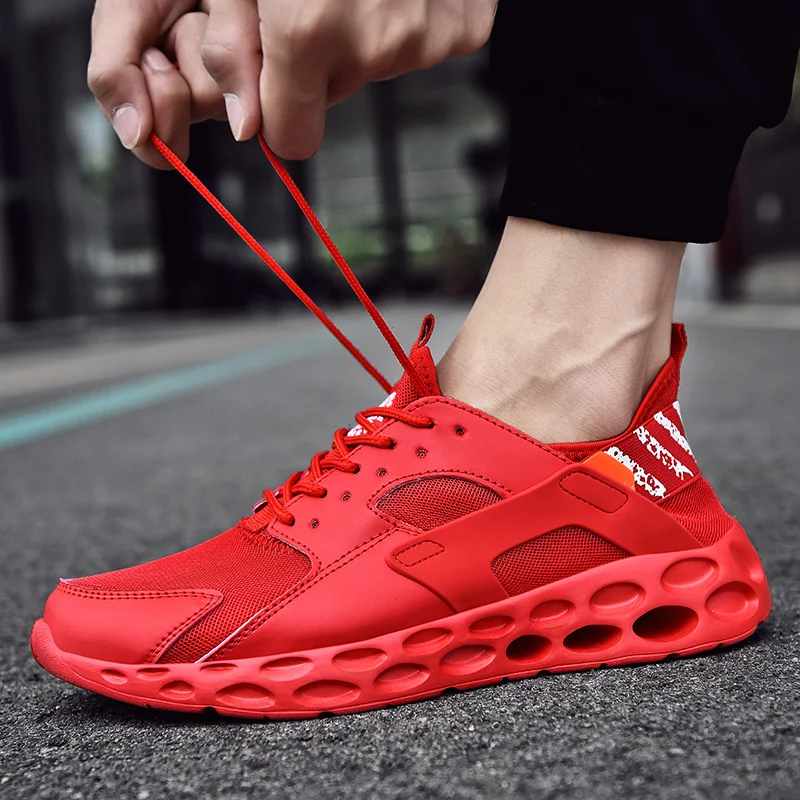 Новые летние мужские кроссовки для бега черный красный молодежи прогулочная