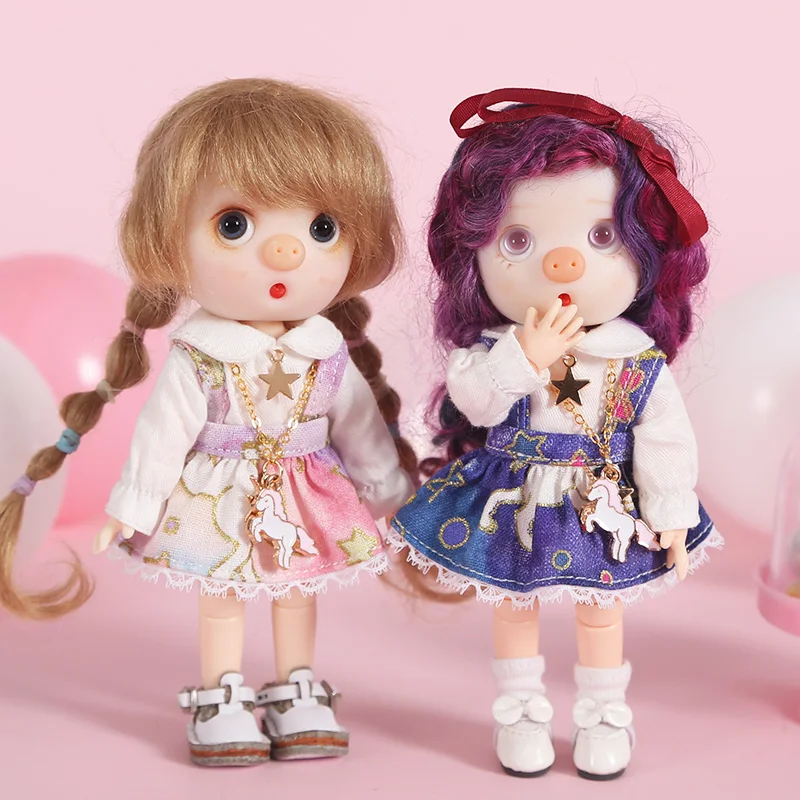 1 комплект одежды для кукол ob11 платье юбка на бретелях рубашка 1/12bjd obitsu11 мини