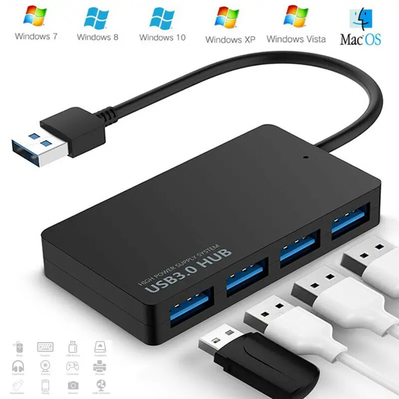 

4-портовый USB 3,0 вертейлер, Супер Скоростной адаптер для ноутбука и ПК