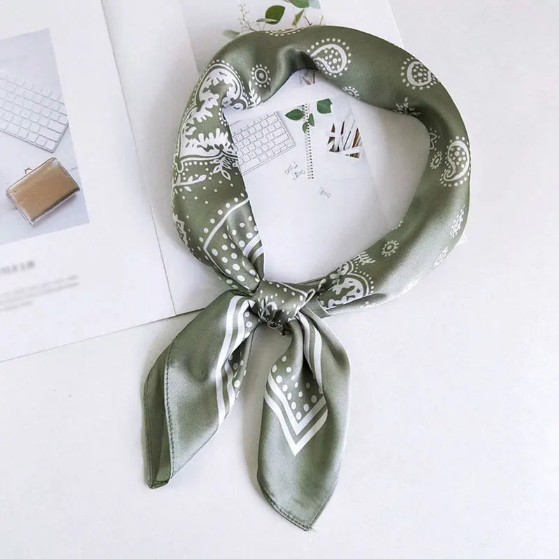 Модный квадратный шарф на шею платок 70*70 см Женская повязка голову с принтом