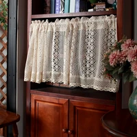 Home Decoration American Style Crochet Cotton Half Curtains Through rod curtains Cabinet curtains Small Kitchen curtains