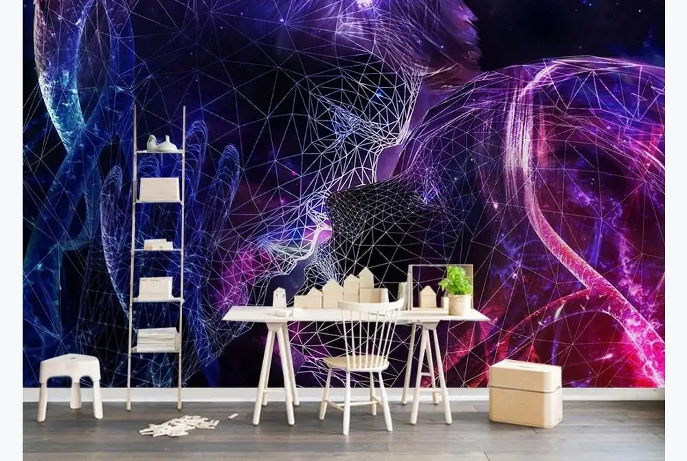 European modern minimalist curve couple kissing starry sky Wallpaper Living room Bedroom TV Mural Background Wall Painting Decor |