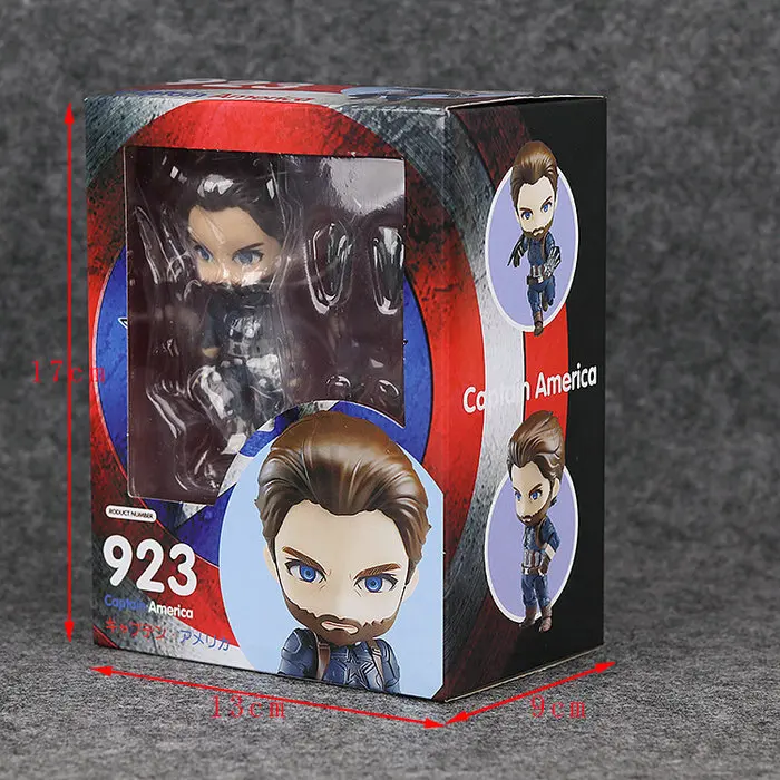 Nendoroid Мстители Бесконечная война Тор Капитан Америка Железный человек Черная пантера чудо женщина Человек-паук фигурка - Цвет: captain 923 Withbox