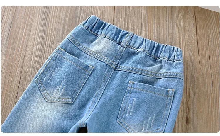 Зимние штаны для маленьких девочек джинсовые плотные с мультяшным рисунком