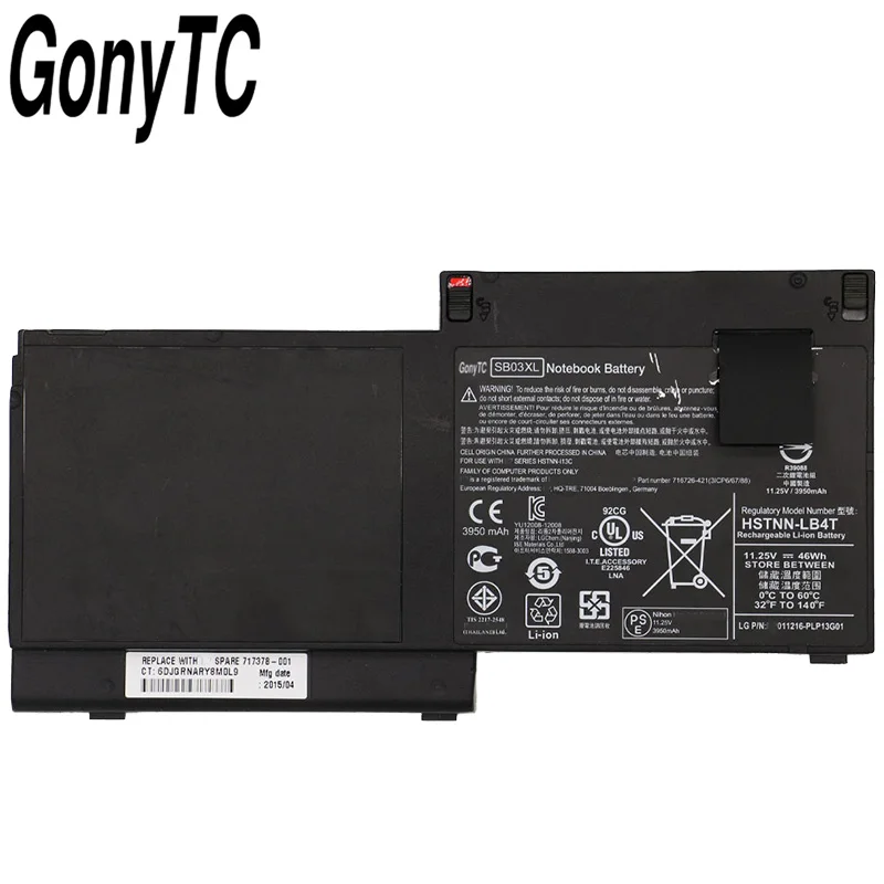 GONYTC 46Wh 11 25 V подлинный SB03XL Аккумулятор для HP EliteBook 820 G1 E7U25AA E7U25ET HSTNN-LB4T 716726-1C1 716726-421